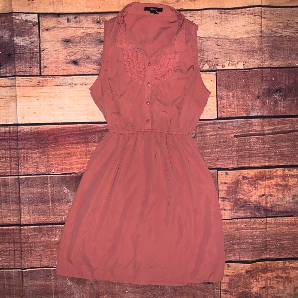 Forever 21 Peachy Silk Dress Sz Small (B) - Picture 1 of 5